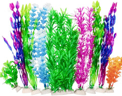 9 Pack Large Aquarium Plants Artificial Aquatic Plants, Simulate Plants and Aquarium Landscape Vividly (12Inch)