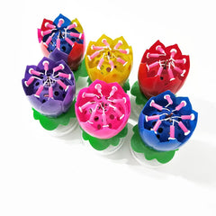 Innovative Party Cake Candle Musical Lotus Flower Rotating Happy Birthday Candle Light DIY Cake Decor for UR Families, Friends