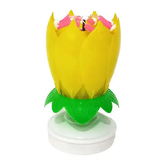 Innovative Party Cake Candle Musical Lotus Flower Rotating Happy Birthday Candle Light DIY Cake Decor for UR Families, Friends