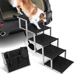 Roadpaws Portable Foldable Dog Car Ramp - Non-Slip Steps for Large Dogs, Supports Up to 200 lbs - Suitable for SUVs, Trucks, and Cars