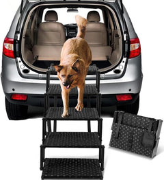 Roadpaws Portable Foldable Dog Car Ramp - Non-Slip Steps for Large Dogs, Supports Up to 200 lbs - Suitable for SUVs, Trucks, and Cars