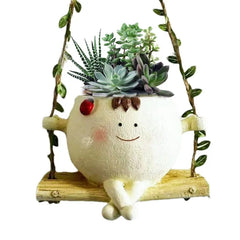 Swing Face Planters Pots Head - Hanging Planters for Indoor Outdoor Plants, Flower Pot with Unique Face Design for String of Pearls