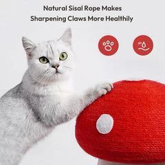 Durable Red Mushroom No-Chip Sisal Cat Scratcher - Interactive Tower for Indoor Kittens' Health, No Installation Required