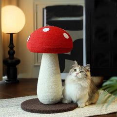 Durable Red Mushroom No-Chip Sisal Cat Scratcher - Interactive Tower for Indoor Kittens' Health, No Installation Required