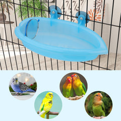 Portable Bird Bath with Mirror - Ideal Bathing Tub for Pet Parrots and Birds (Blue)