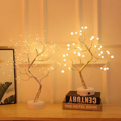 Professional title: "Decorative LED Tabletop Tree Lamp with Dual Power Options for Bedroom, Home, and Party Decor"