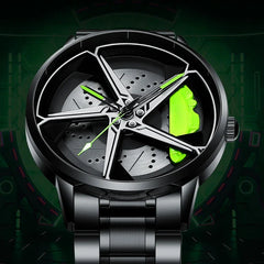 "360° Rotating Sports Car Wheel Hub Watch - Waterproof Men's Timepiece for the Ultimate Car Enthusiast!"