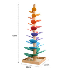 Montessori Rainbow Building Blocks Educational Toys Wooden Tree Petal Ball Running Track Building Blocks Early Education