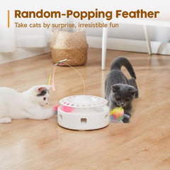 Potaroma Automatic Cat Toys 3-In-1 Interactive Kitten Toy, Fluttering Butterfly, Random Moving Ambush Feather, Track Balls, Dual Power Supplies, USB Powered, Indoor Exercise Cat Kicker