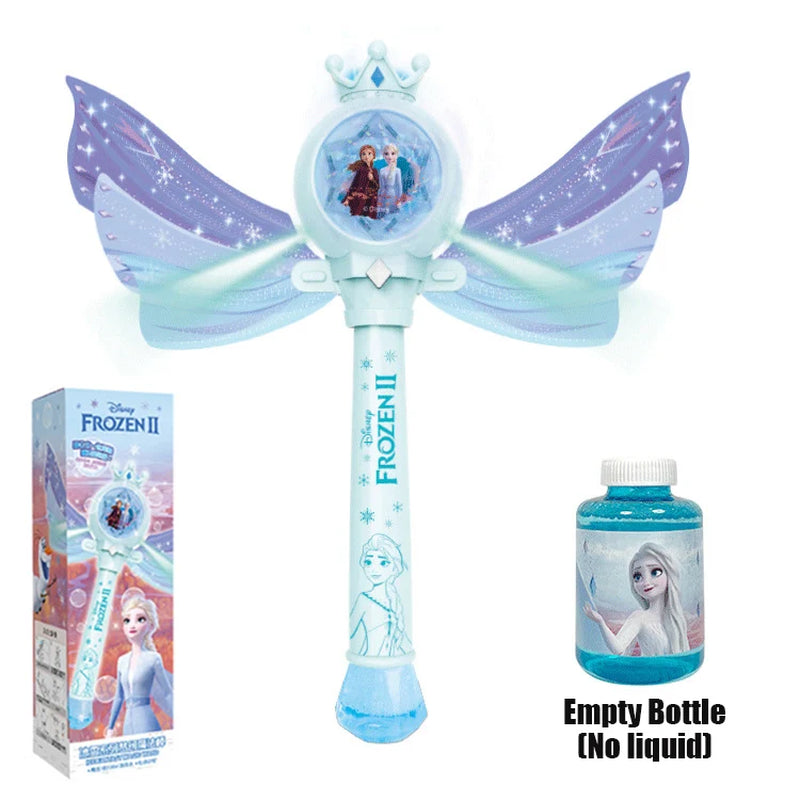 Frozen Automatic Bubble Machine Blower - Handheld Anna Magic Wand Windmill Bubble Stick for Summer Outdoor Fun for Kids