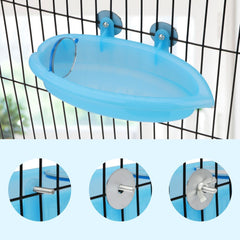 Portable Bird Bath with Mirror - Ideal Bathing Tub for Pet Parrots and Birds (Blue)