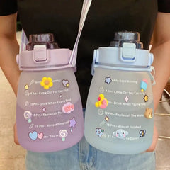 Children's Water Bottle With Straw Strap