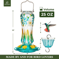 Kingsyard 25 Oz Glass Hummingbird Feeder with Ant Moat and Six Feeding Ports - Leak-Proof Design for Outdoor Use