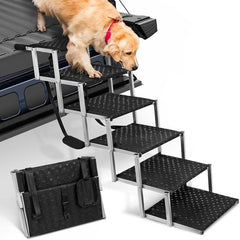 Roadpaws Portable Foldable Dog Car Ramp - Non-Slip Steps for Large Dogs, Supports Up to 200 lbs - Suitable for SUVs, Trucks, and Cars