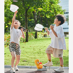 Professional title: "Outdoor Air Rocket Launcher Toy for Children - Soaring Rocket Flying Disc with Foot Launcher for Kids Jump Sport Games"