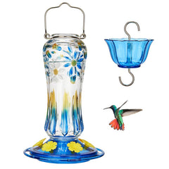 Kingsyard 25 Oz Glass Hummingbird Feeder with Ant Moat and Six Feeding Ports - Leak-Proof Design for Outdoor Use