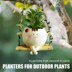 Swing Face Planters Pots Head - Hanging Planters for Indoor Outdoor Plants, Flower Pot with Unique Face Design for String of Pearls