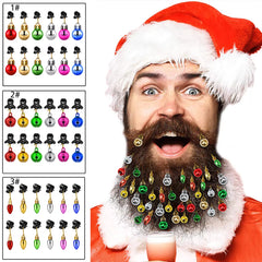 12PCS Christmas Bulb Beads Beard Ornament Colorful Christmas Clip Ball Ornament Xmas Beard Pendant Bright XMAS Ball