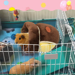 Guinea Pig Bed Cuddle Cave Warm Fleece Cozy House Bedding Sleeping Cushion Cage Nest for Small Animal Squirrel Chinchilla Hedgehog Cage Accessories Brown