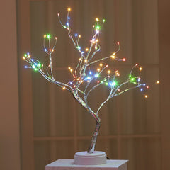 Professional title: "Decorative LED Tabletop Tree Lamp with Dual Power Options for Bedroom, Home, and Party Decor"