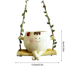 Swing Face Planters Pots Head - Hanging Planters for Indoor Outdoor Plants, Flower Pot with Unique Face Design for String of Pearls