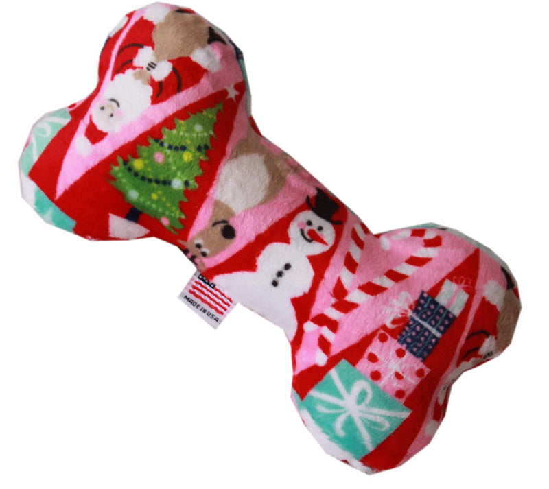 Pet and Dog Plush 6-Inch Bone Toy - Happy Holidays Collection (Available in 6 Distinct Patterns)