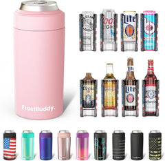 Universal Can Cooler - Fits All - Stainless Steel Can Cooler for 12 Oz & 16 Oz Regular or Slim Cans & Bottles - Stainless Steel (Aqua)