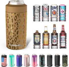 Universal Can Cooler - Fits All - Stainless Steel Can Cooler for 12 Oz & 16 Oz Regular or Slim Cans & Bottles - Stainless Steel (Aqua)