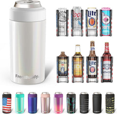 Universal Can Cooler - Fits All - Stainless Steel Can Cooler for 12 Oz & 16 Oz Regular or Slim Cans & Bottles - Stainless Steel (Aqua)