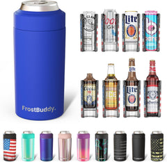 Universal Can Cooler - Fits All - Stainless Steel Can Cooler for 12 Oz & 16 Oz Regular or Slim Cans & Bottles - Stainless Steel (Aqua)