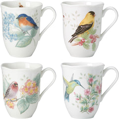 Butterfly Meadow Flutter Porcelain Mugs, Set of 4, Multicolor