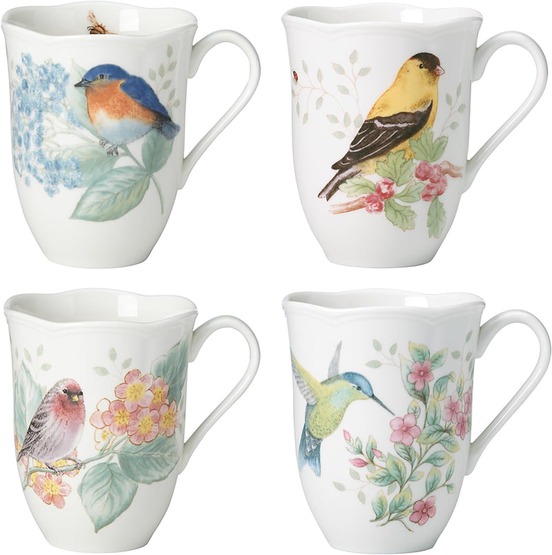 Butterfly Meadow Flutter Porcelain Mugs, Set of 4, Multicolor