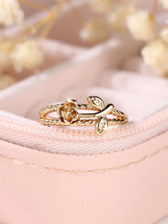 "Women's Vintage Rose Design Promise Ring - Elegant Everyday Jewelry and Ideal Birthday Gift"