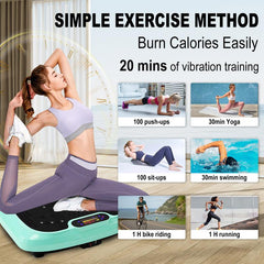 HOTWAVE Vibration Plate Gym Machine - Full Body Vibration Platform for Lymphatic Drainage - Home Training Equipment with Resistance Bands, 120 Levels