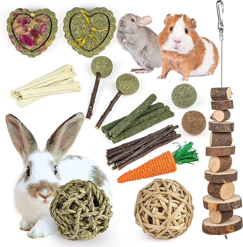 Natural Timothy Hay Chew Toys for Small Animals - Handmade Apple Wood Sticks for Rabbits, Guinea Pigs, Hamsters, Chinchillas, and Rats