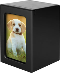 Professional Wooden Dog Urn for Ashes - Pet Cremation Urn with Photo Frame for Dogs and Cats (Small)