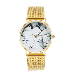 Fashion Rose Gold Mesh Band Marble Watch