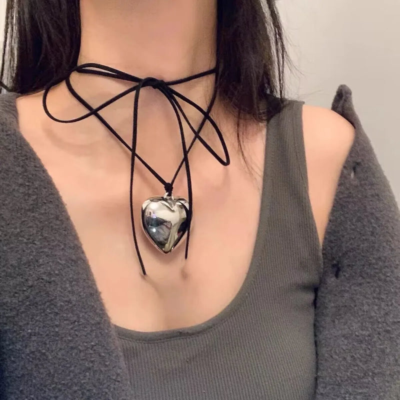 Goth Black Heart Necklace