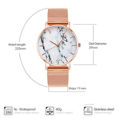 Fashion Rose Gold Mesh Band Marble Watch