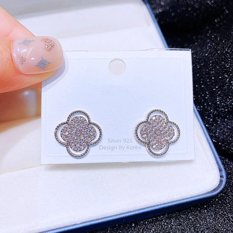 Crystal Flower Stud Earrings