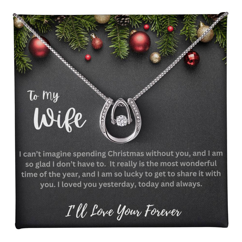 Lucky in Love Necklace for wife in gift box with Christmas Designed Message Card