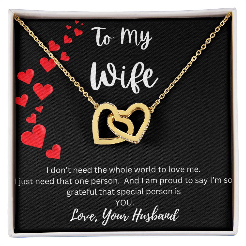 Interlocking Hearts Necklace, To My Wife from your Husband