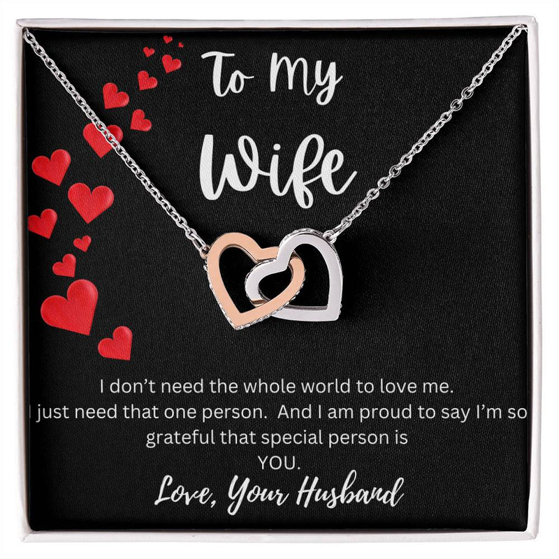 Interlocking Hearts Necklace, To My Wife from your Husband