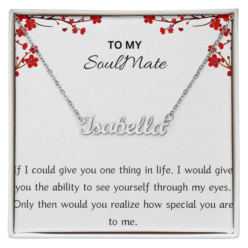 Customizable Script Name Necklace for SoulMate with Message Card