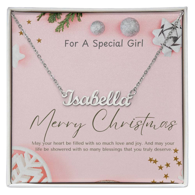 Customized Name Necklace in Italics, for wife, daughter, girlfriend, friends, Merry Christmas Message