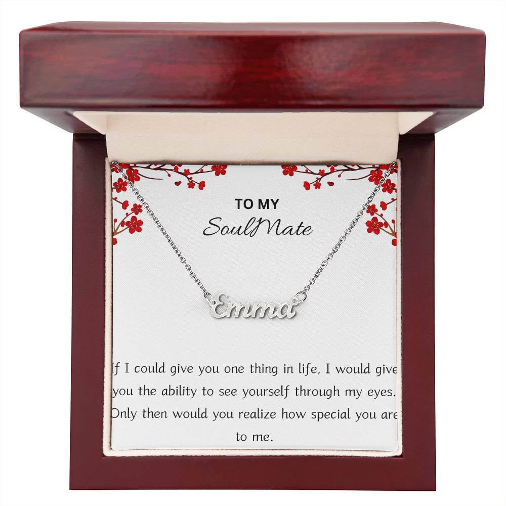 Customizable Script Name Necklace for SoulMate with Message Card