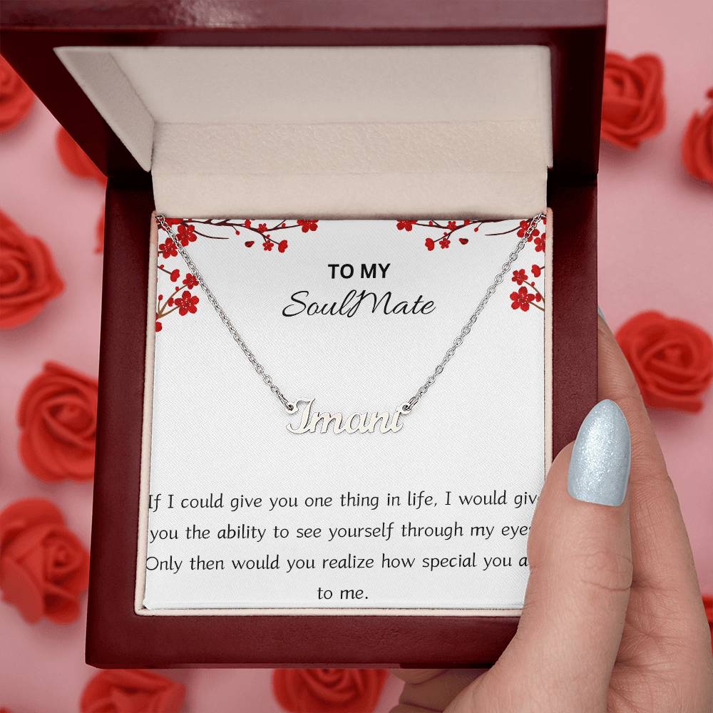 Customizable Script Name Necklace for SoulMate with Message Card