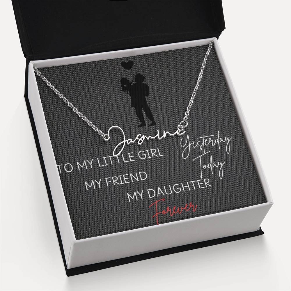 Customizable Signature Name Necklace with Daughter Message Card