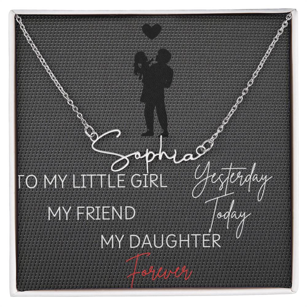 Customizable Signature Name Necklace with Daughter Message Card