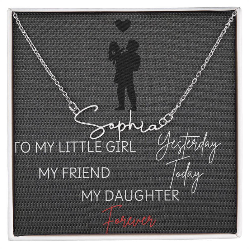 Customizable Signature Name Necklace with Daughter Message Card